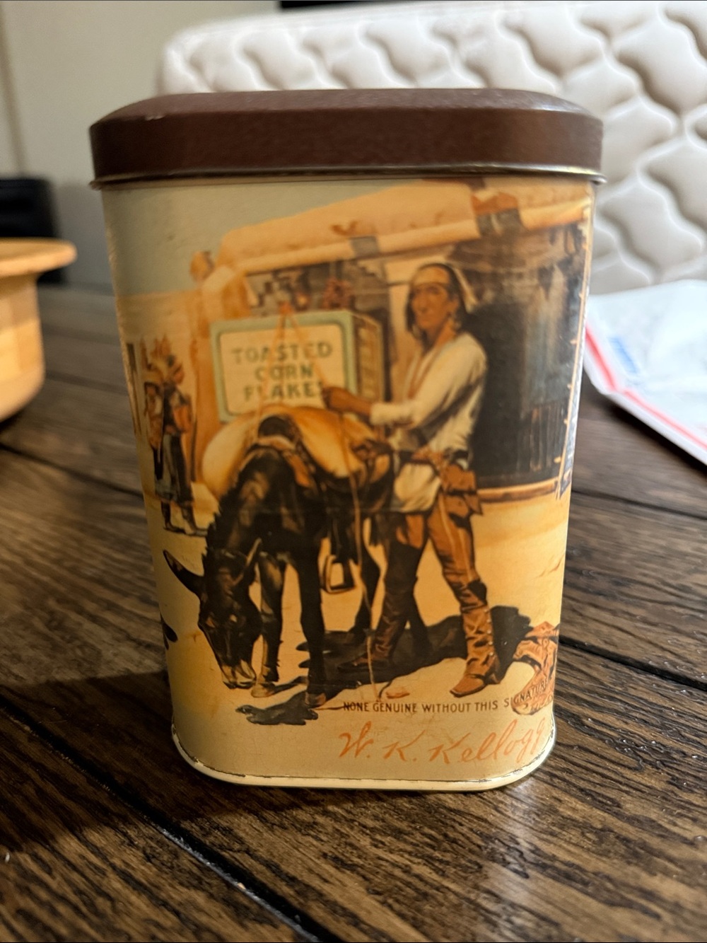 Vintage Style Brown Tin Canister